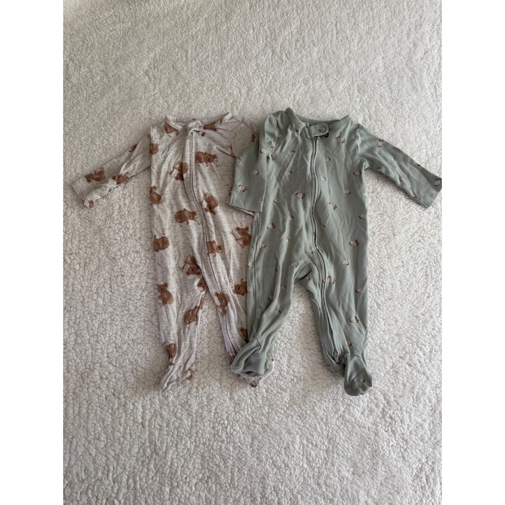 Carter's Sleep and Play Pajamas Baby 3-6 Months Green Cream Excellent